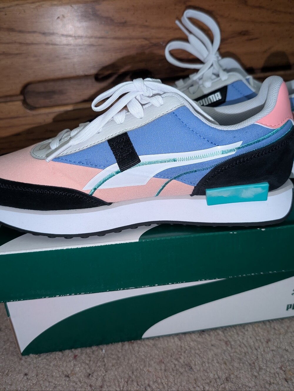 Puma Women’s Future Rider Twofold in Peach, Blue & Black - Picture 5 of 7